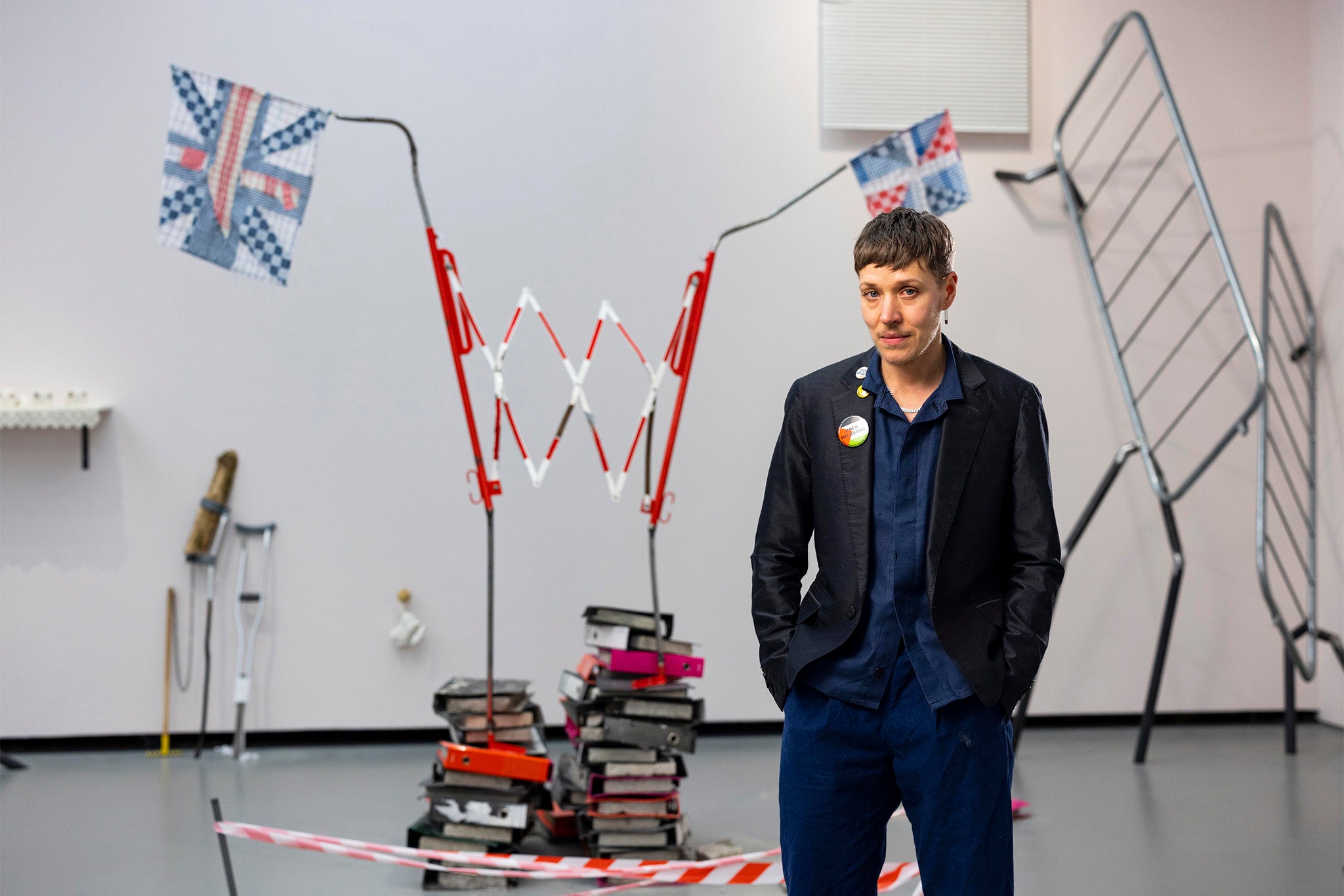 <p>Jesse Darling, 41, was handed the £25,000 prize for work comprised of faded union jack bunting and metal pedestrian barriers.</p>